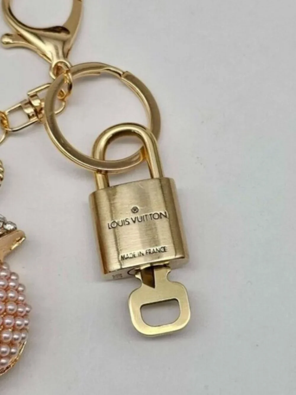 Authentic Louis Vuitton Lock & Key Gold ✨ Unbranded Keychain Bag Charm LV